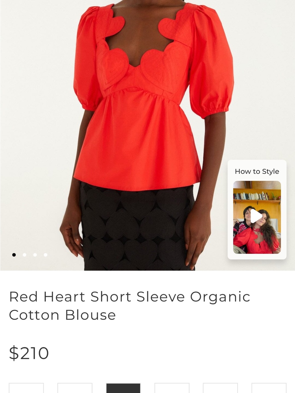 Farm Rio: Red Heart Short Sleeve Organic
Cotton Blouse - Picture 8 of 9